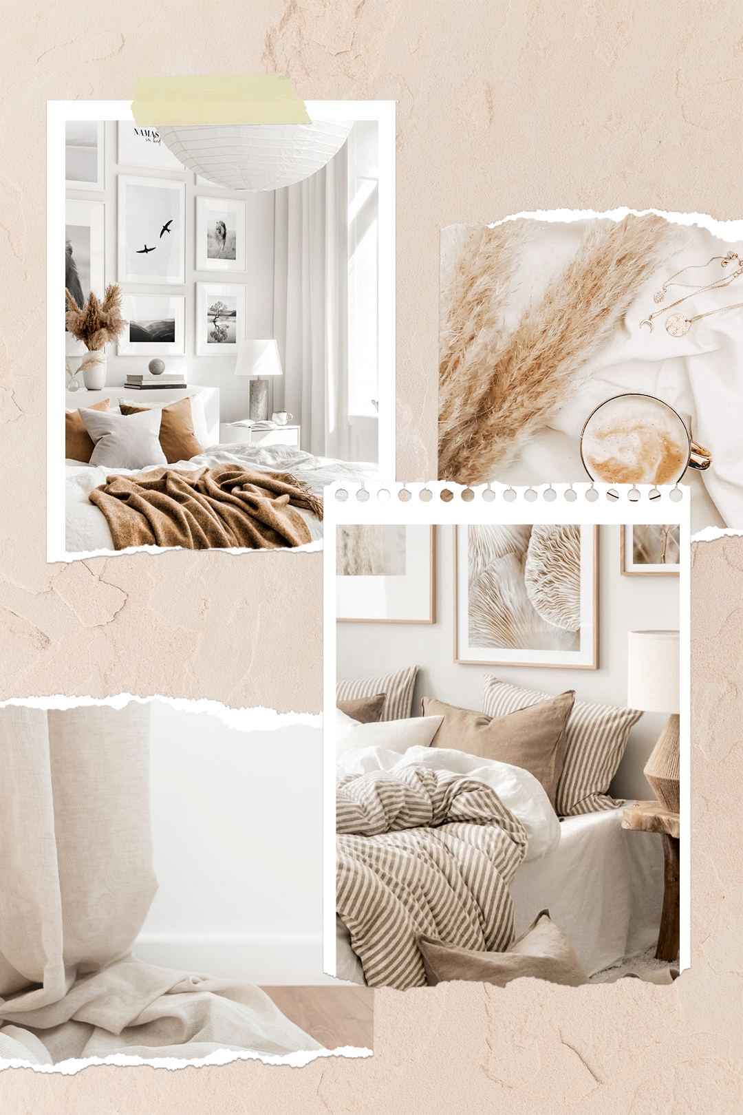 collage showing luxurious and glam bedrooms