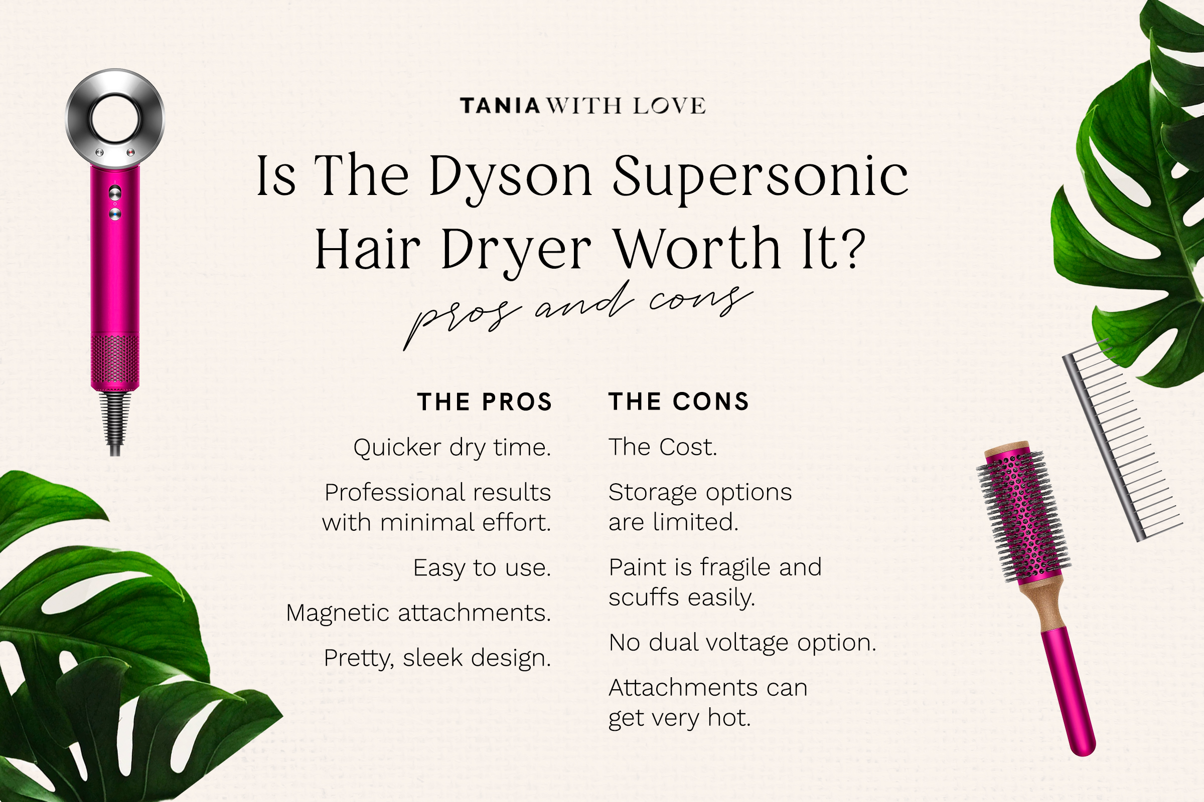 Pros and cons of The Dyson Supersonic hair dryer