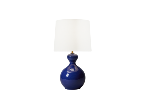 Table Lamp with a royal blue base and white lampshade