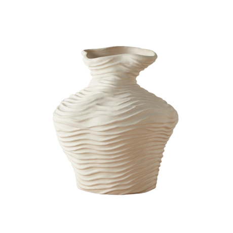 white wrinkled vase with an organic shape