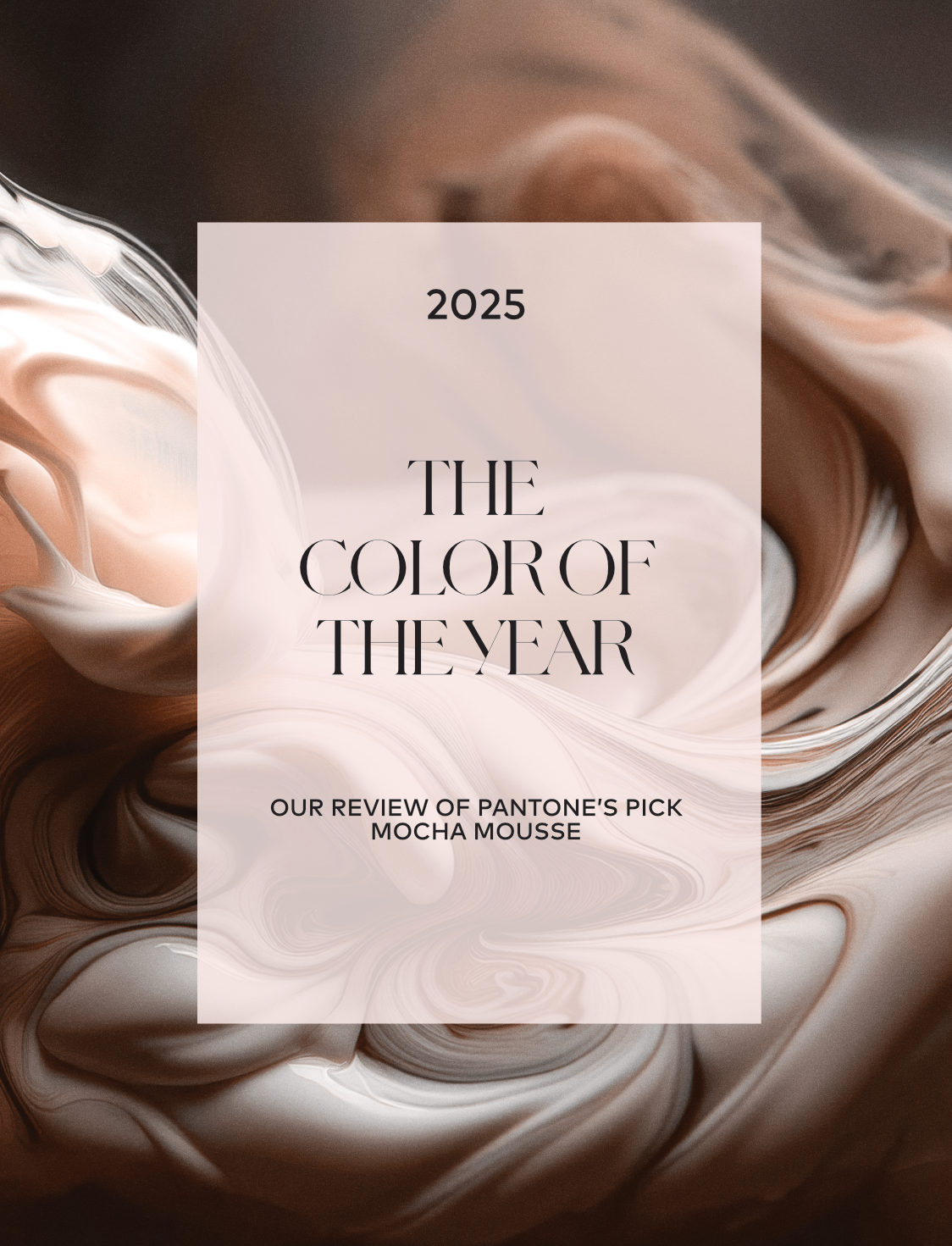 a graphic of swirling coffee with overlay text color of the year